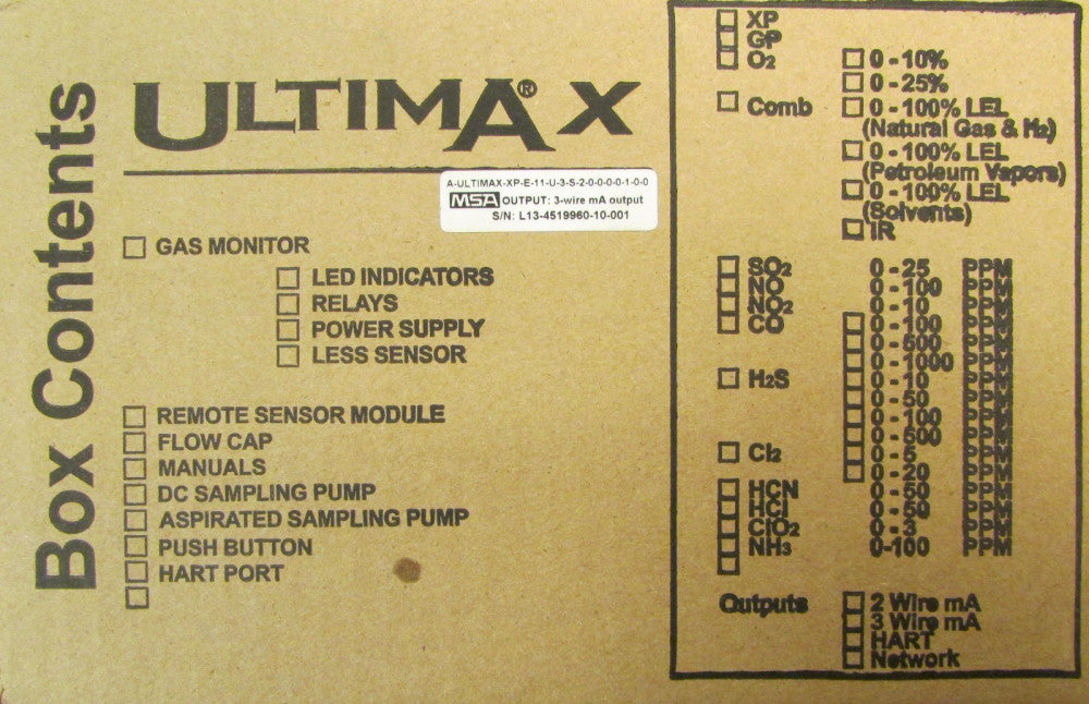 MSA A ULTIMAX XP E 11 U 3 S 2 0 0 0 0 1 0 0 ULTIMA X Gas Monitor System