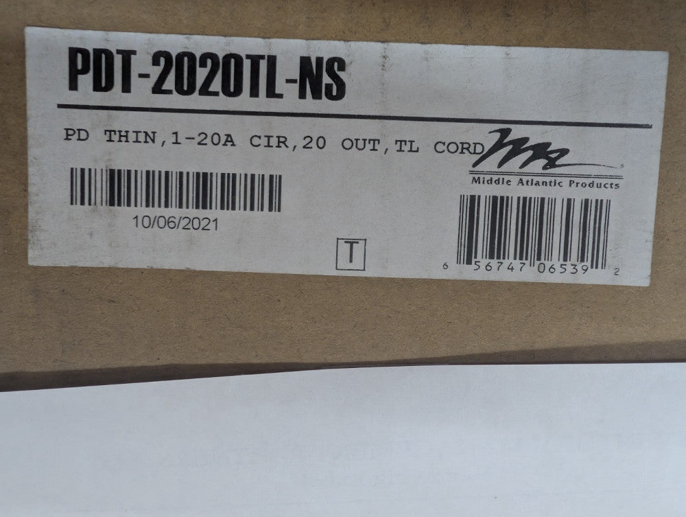 New, Middle Atlantic, PDT-2020TL-NS, 20 Outlet Single 20 Amp Circuit Thin Power