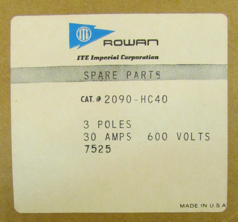 ITE ROWAN 2090 HC40 3 Pole 30 Amp 600V 7525 Contact Kit