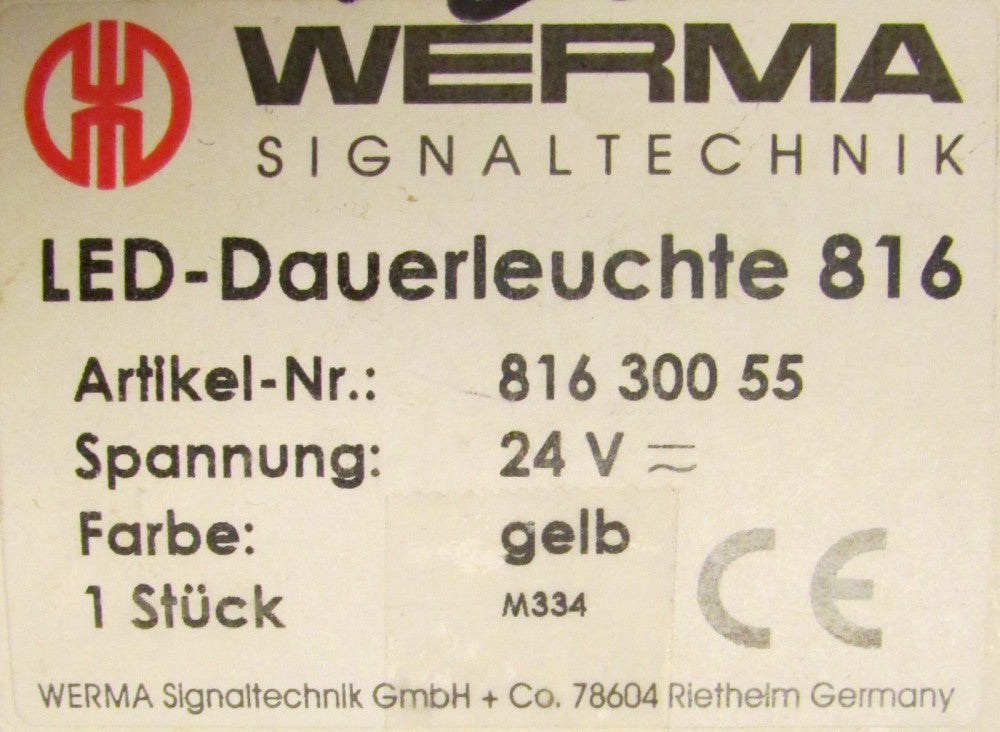 WERMA SIGNALTECHNIK 24V Amber Orange Lens Led 816 Beacon Light 816 300 SS