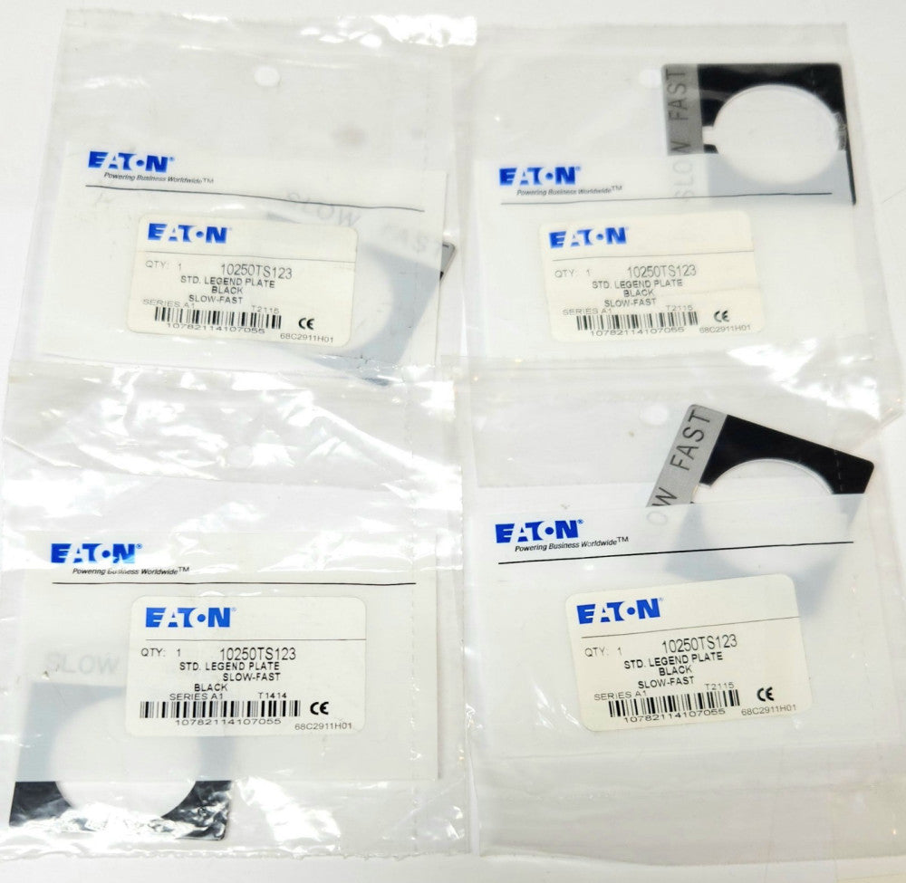 LOT OF 4 EATON CUTLER HAMMER 10250TS123 Black Slow Fast Legend Plate