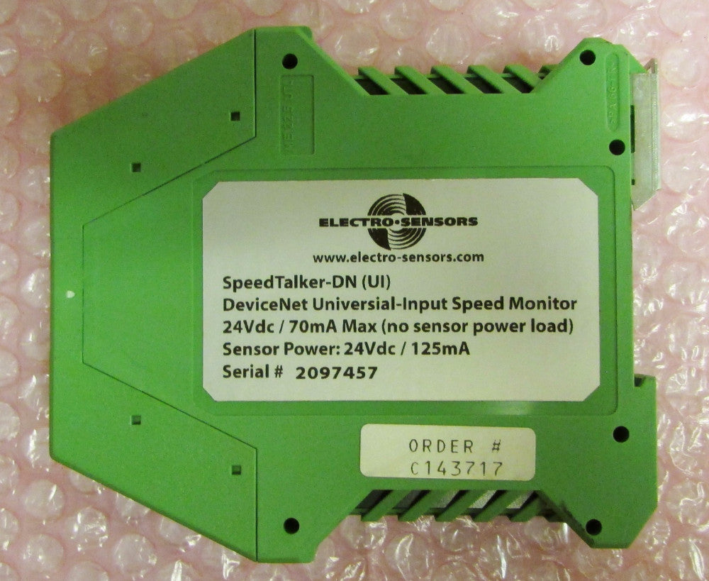 ELECTRO SENSORS C143717 SPEEDTALKER DN UI Device Net Speed Monitor Relay Module
