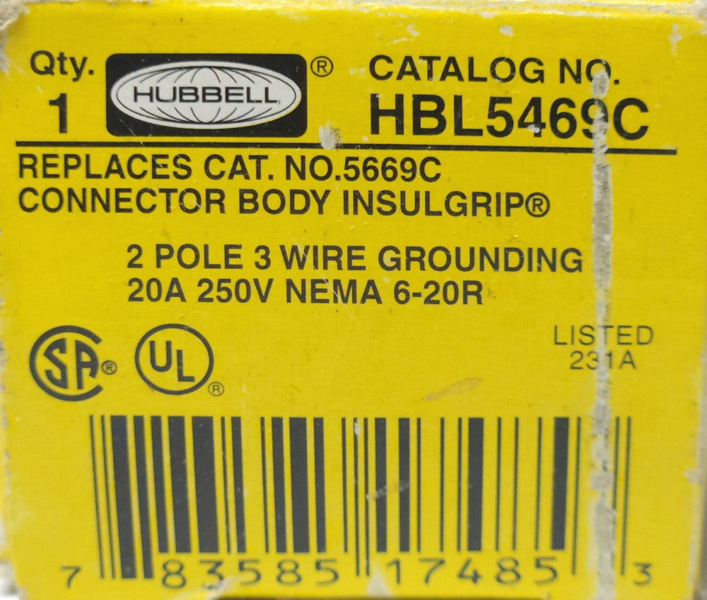 HUBBELL HBL5469C 2 Pole 20 AMP 250 VAC Receptacle 5669C 3 Wire