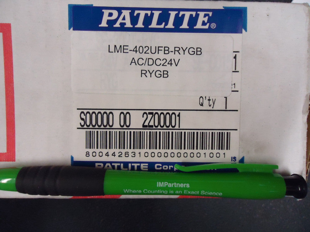 New, Patlite, LME-402UFB-RYGB, 4 LIGHT TOWER, 24V AC/DC, RED, YELLOW, GREE, BLUE
