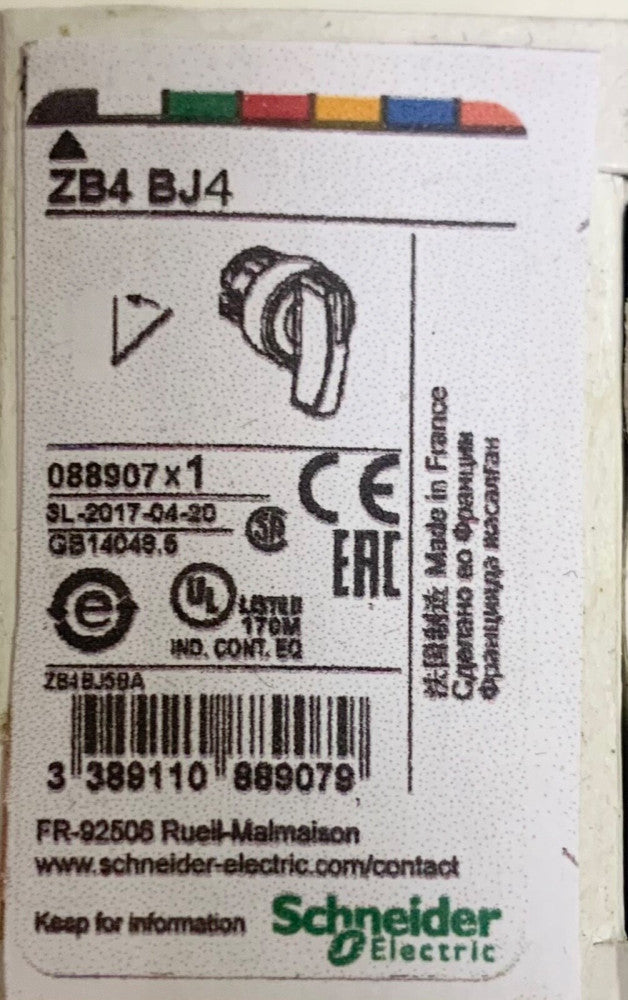 SCHNEIDER ELETRICAL ZB4 BJ4 Long Lever Selector Switch 2 Position Spring
