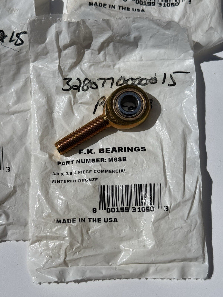 Lot of 6 - F.K. Bearings M6SB Rod End Bearing 3/8" x 3/8" - New