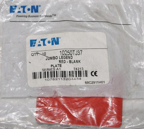 EATON CUTLER HAMMER 10250TJ37 Jumbo Red Black Legend Plate 30 2727 2R