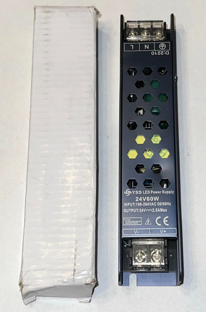 YSD LED Power Supply 24V 60W Input 100-254VAC 50/60Hz Output 24V 2.5A Max