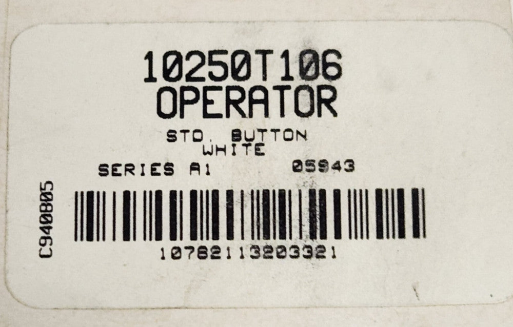 EATON CUTLER HAMMER 10250T106 White Flush Head Pushbutton Operator