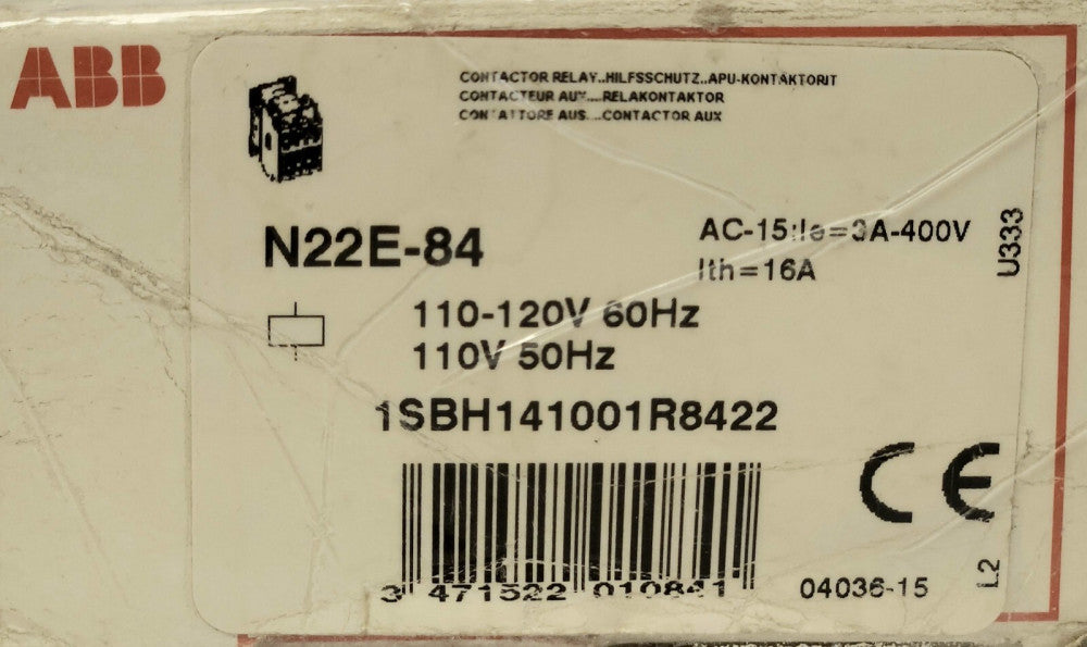 ABB N22E 84 110 120 VAC N22E Control Relay 2 NO 2 NC 1SBH141001R8422