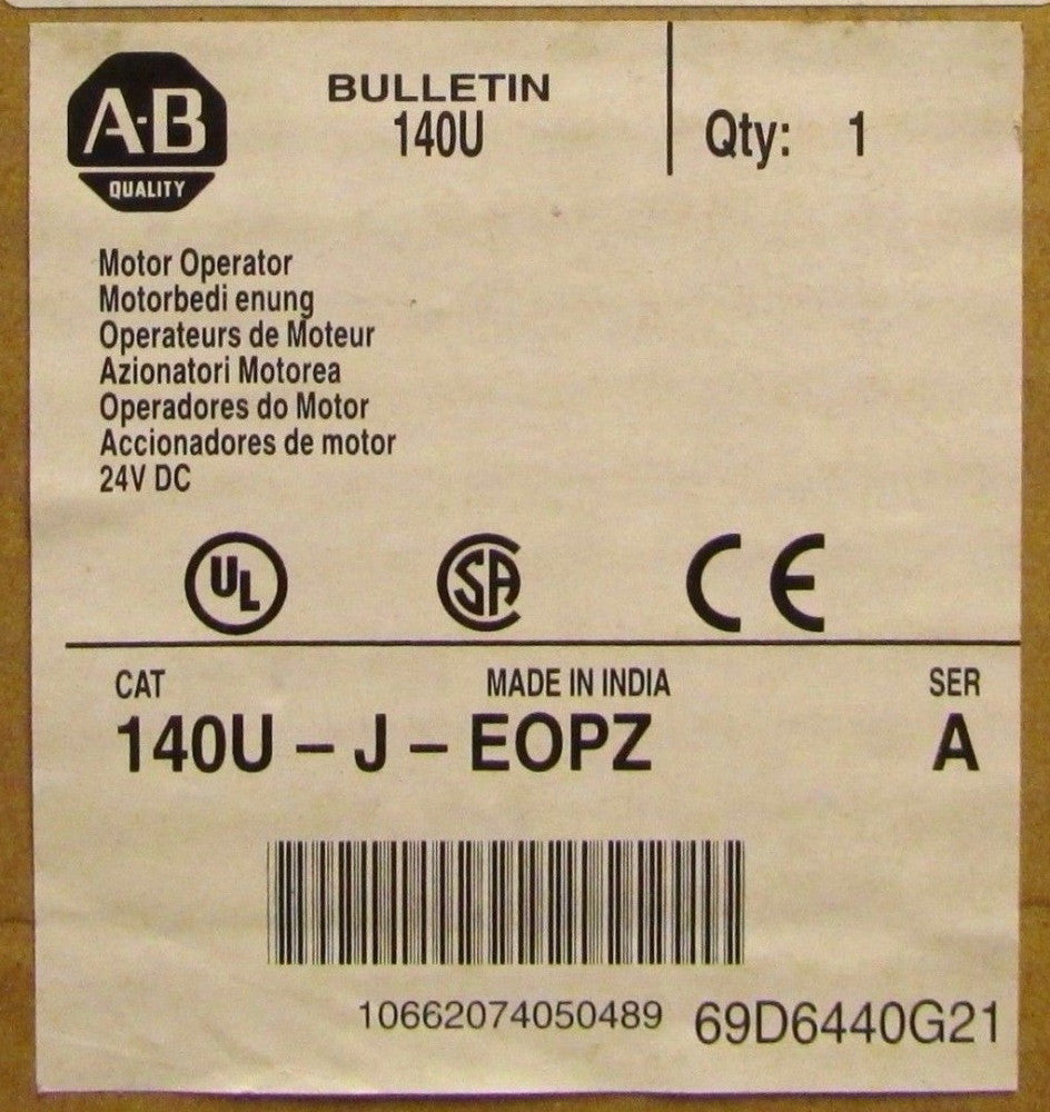 ALLEN BRADLEY 140U J EOPZ Motor Operator JG 24 VDC Cutler Hammer 69D6440G21