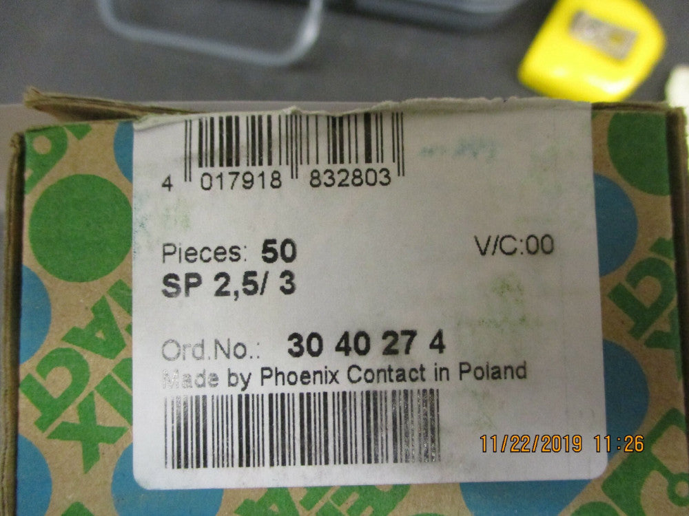 Phoenix Contact - 3040274 - TERM BLOCK PLUG 3POS STR