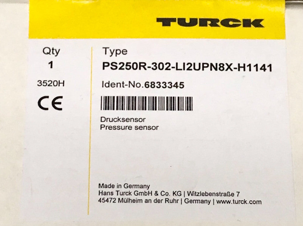 SEALED* TURCK PS250R 302 LI2UPN8X H1141 Drucksensor Pressure Sensor 3520H