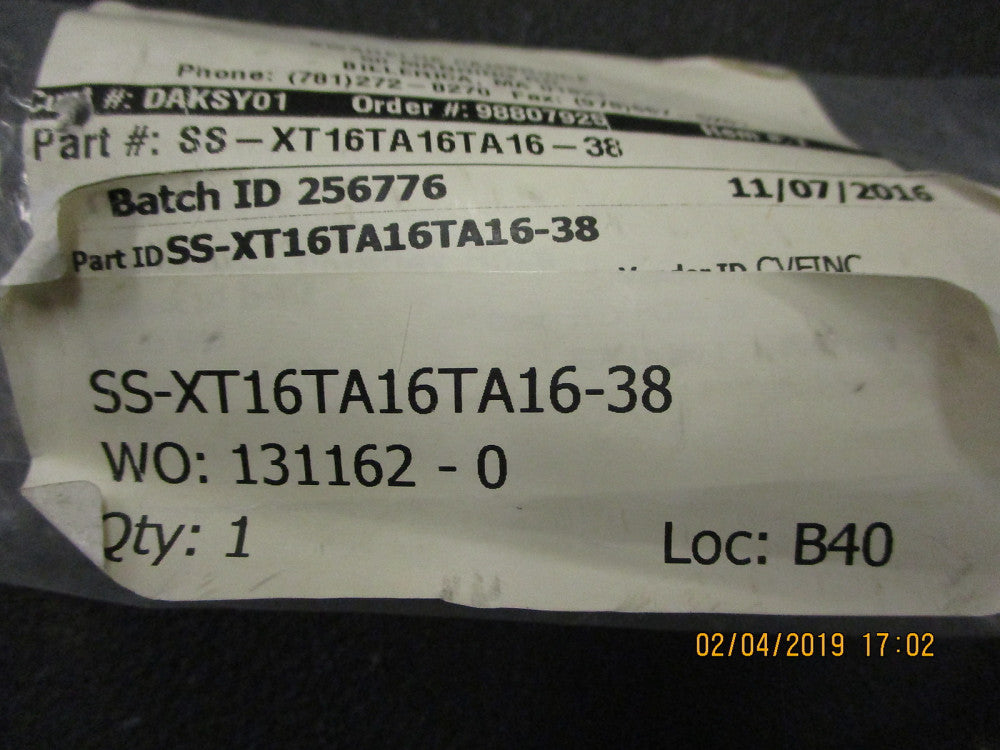 SS-XT16TA16TA16-38 Swagelok Smooth Bore PTFE Hose, 304 Stainless BRAND NEW!
