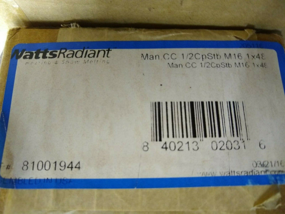 New, Watts, 81001944, MANIFOLD, 1 TRUNK X 1/2 BRANCH, SOLDER 16 PORT