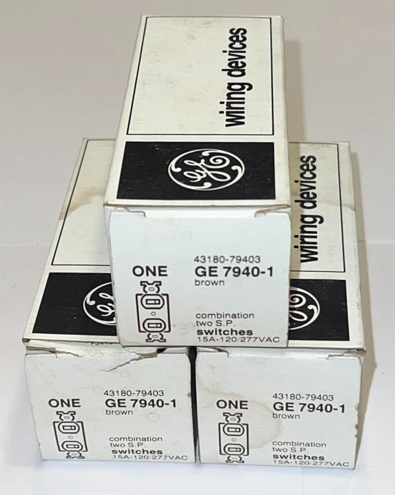 (LOT OF 3) GENERAL ELECTRIC GE 7940 1 COMBINATION TWO SINGLE POLE SWITCHES 15A