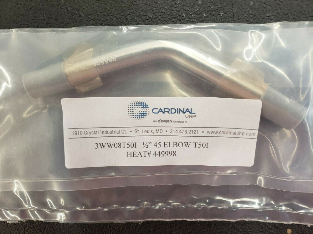 NEW, CARDINAL, 3WW-08-T50-I, 1/2" elbow 45-T50-15RA