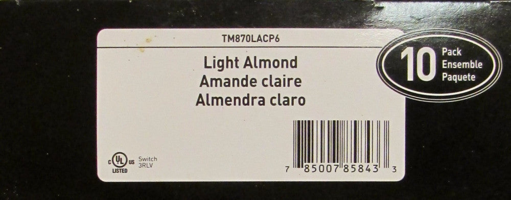 (Box of 10) PASS & SEYMOUR LEGRAND TM870LACP6 Light Almond Decorator Switch
