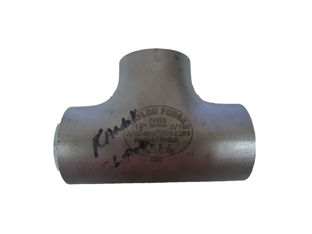 Taylor Forge 1-1/2" Butt Weld Tee 304 Stainless 6m 6000# S/160 SCH 160