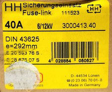 SIBA 3000413.40 DIN 43625 40 AMP HH High Voltage BACK UP Fuse 6 KV 12 KV VDE 067