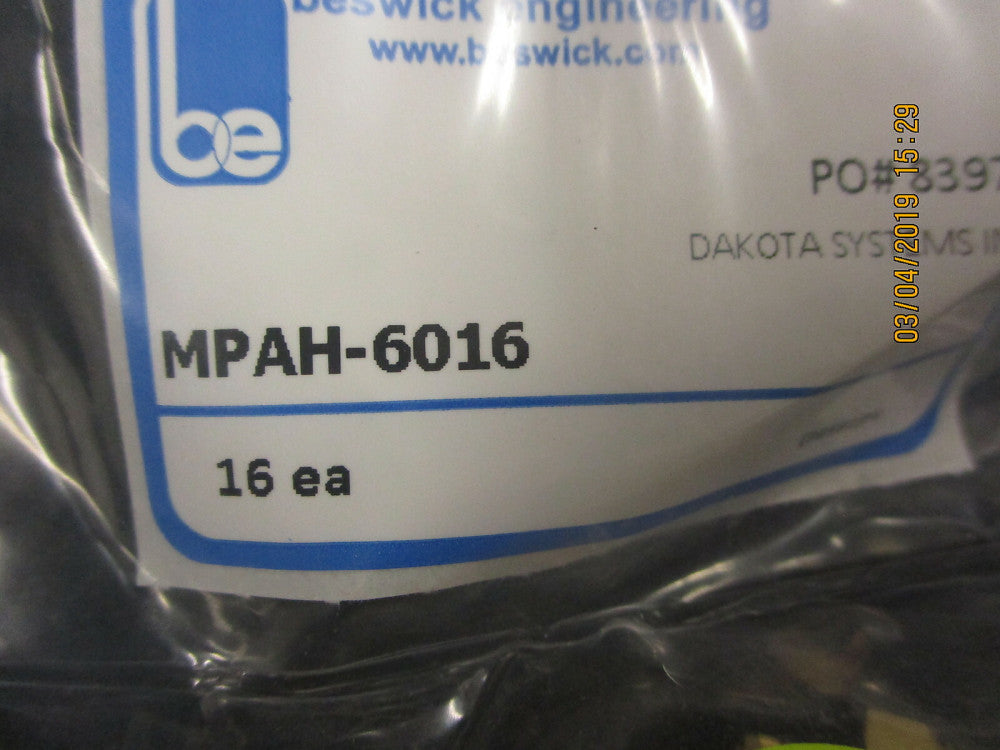 MPAH-6016 Beswick Tube Hose Barb Fitting, 1/16 to 5/64 BRAND NEW! LOT OF 16