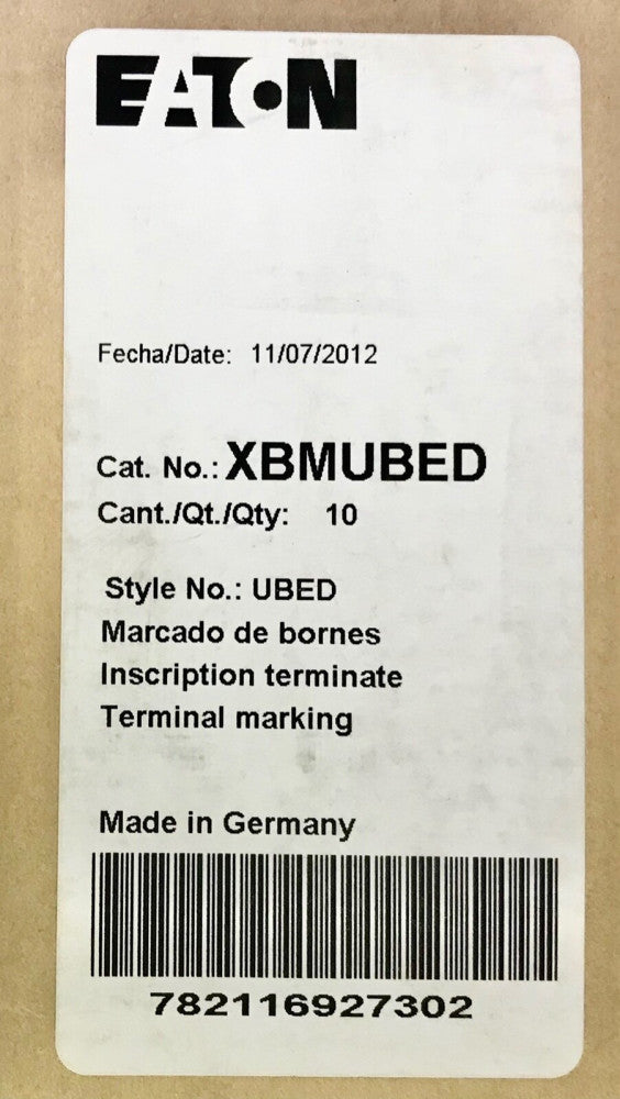 BOX OF 10 EATON XBMUBED Terminal Marking UBED Terminal Block