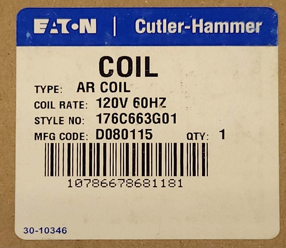 EATON CUTLER HAMMER Type AR Relay COIL 176C663G07 120 VAC