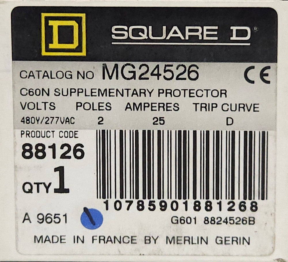SQUARE D MG24526 2 Pole 2 AMP 277/480 VAC Miniature Circuit Breaker