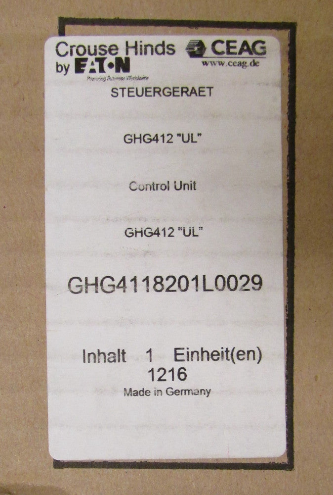 EATON CROUSE HINDS CEAG GHG4118201L0029 GHG412 UL Control Unit STEUERGERAET