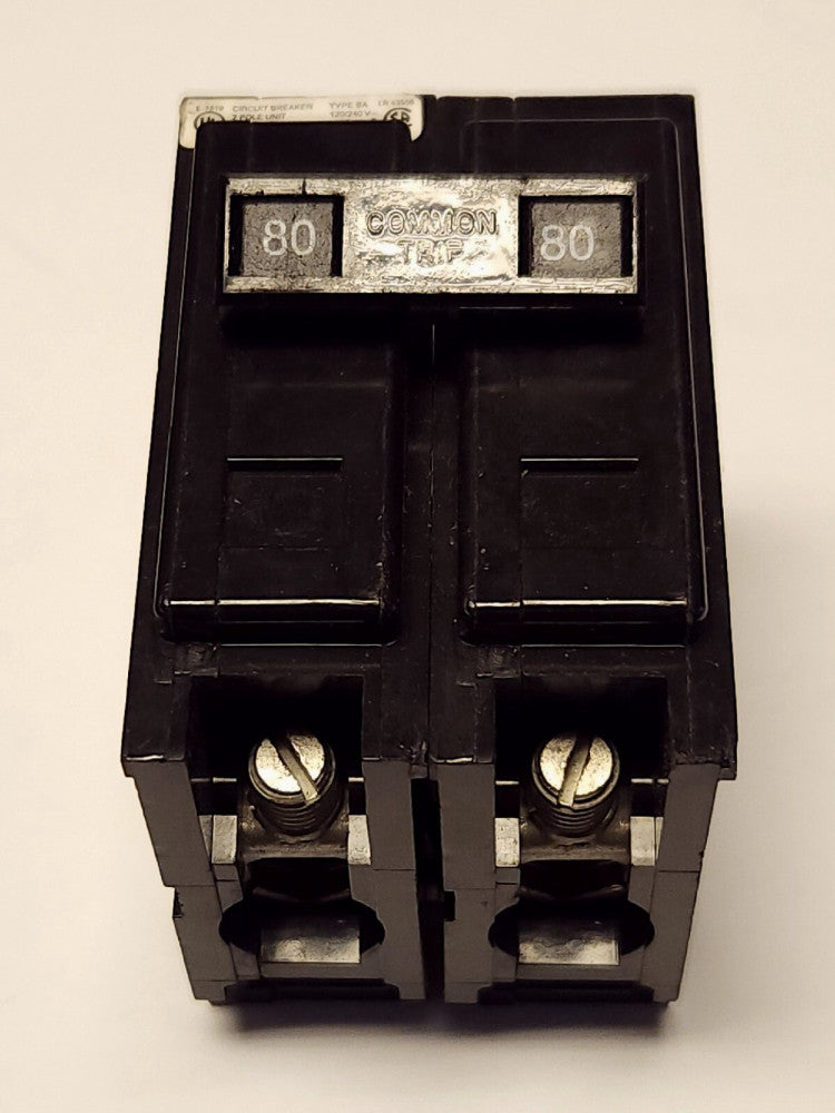 EATON CUTLER HAMMER BAB2080 2 Pole 80 AMP Type BA BAB Circuit Breaker 240 VAC