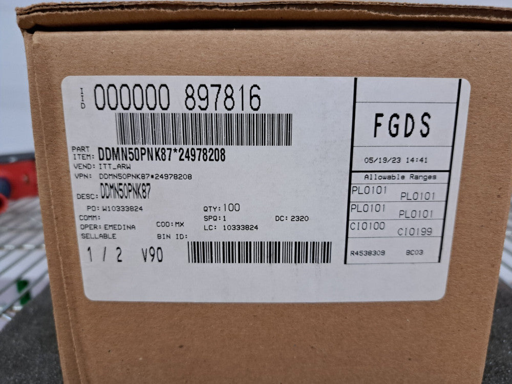 New, ITT Cannon, DDMN-50P-N-K87, CONN D-SUB PLUG 50P PNL MNT SLDR