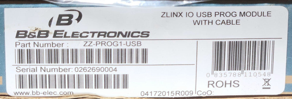 B&B ELECTRONIC ZZ PROG1 USB ZLINX IO USB PROG Module with Cable USB Communicatio