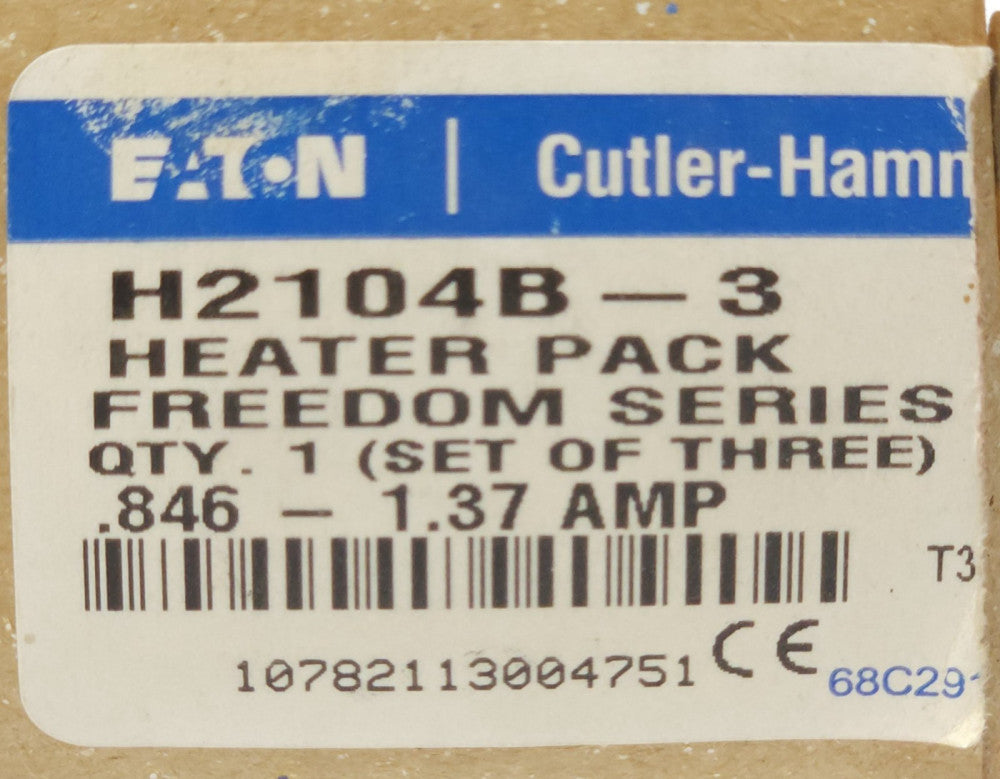 EATON CUTLER HAMMER H2104B 3 Thermal Overload Relay Heater Pack H2104B-3