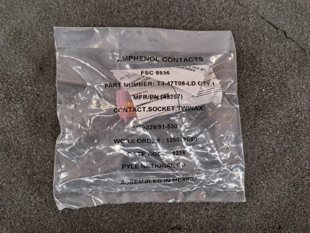 New, Amphenol, T3-47T08-LD, CONTACT SOCKET SZ 8 CRIMP GOLD