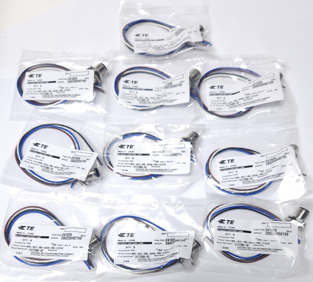 LOT OF 10 TE CONNECTIVITY T4171210004 001 MOUSER 571-T417 RPC M12 MB 4CON PG9