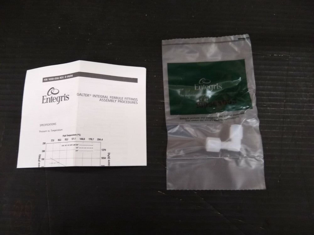 New, Entegris, E2-4N, ELBOW ADAPTER, 1/8-INCH X 1/4-INCH MNPT, INTEGRAL FERRULE