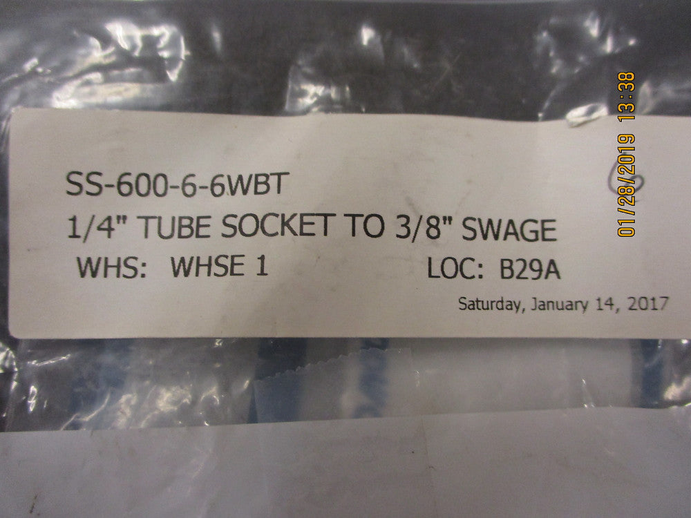 SS-600-6-6WBT Swagelok Tube FittingStainless 3/8 in. BRAND NEW! LOT OF 6
