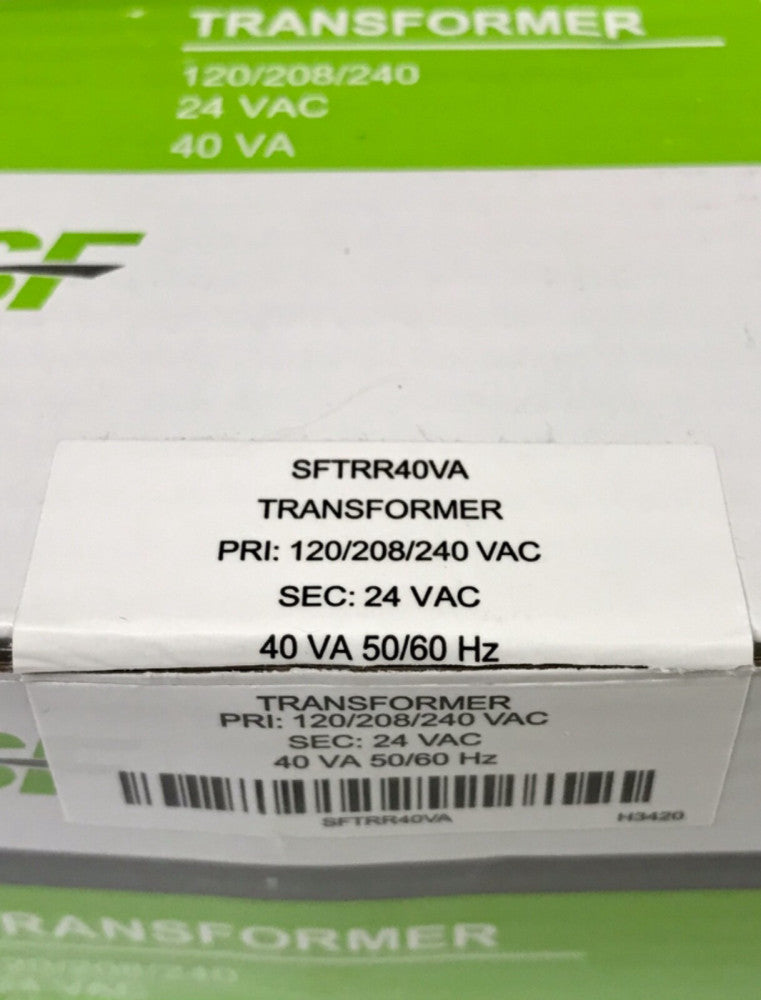 SF TRANSFORMER SFTRR40VA Control Transformer Primary 120 208 240 VAC Secondary