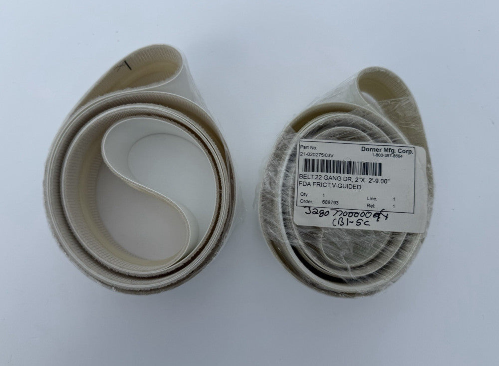 Lot of 2 - Dorner Conveyor Belt 2" x 2'-9.00" , V Guided , FDA 21-020275/03V