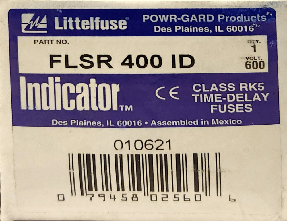 LITTELFUSE FLSR 400 ID 400 AMP 600 VAC Time Delay Indicator Fuse