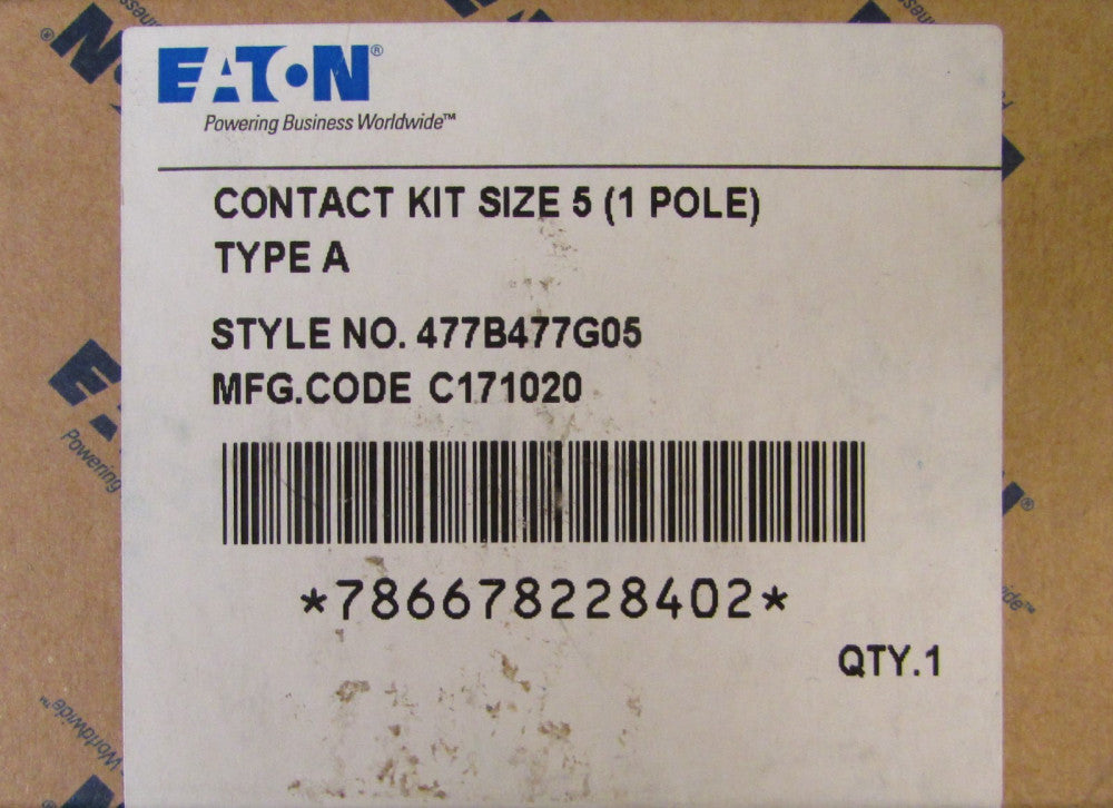 EATON CUTLER HAMMER Size 5 A200 A201 Contact Kit Single Pole 477B477G05