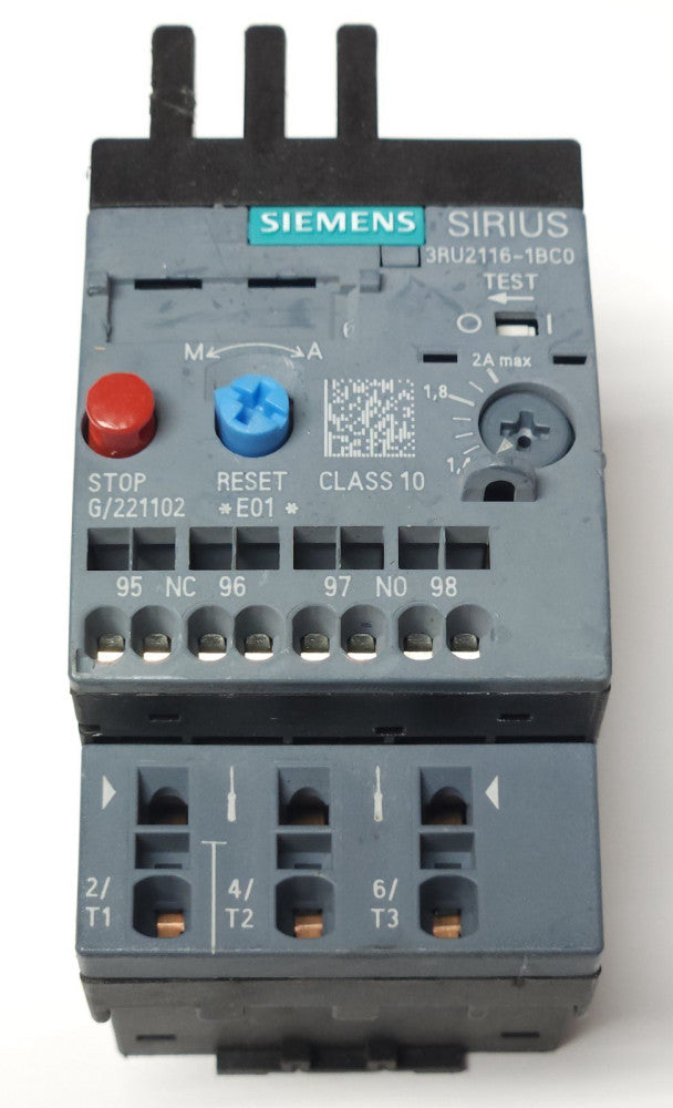 SIEMENS SIRIUS 3RU2116 1BC0 Electronic Overload Relay 1.4-2 AMP