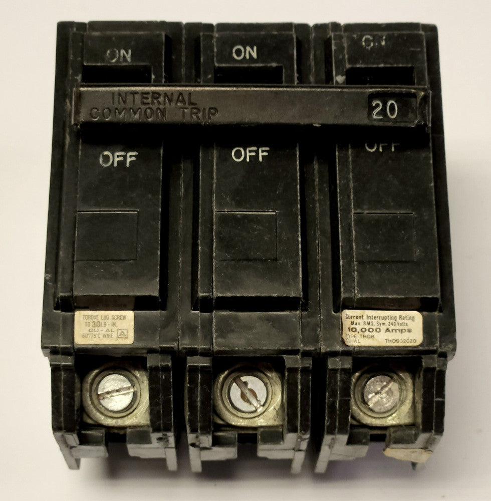 GENERAL ELECTRIC THQB32030 3 Pole 20 AMP Type THQ THQB Circuit Breaker 120 240