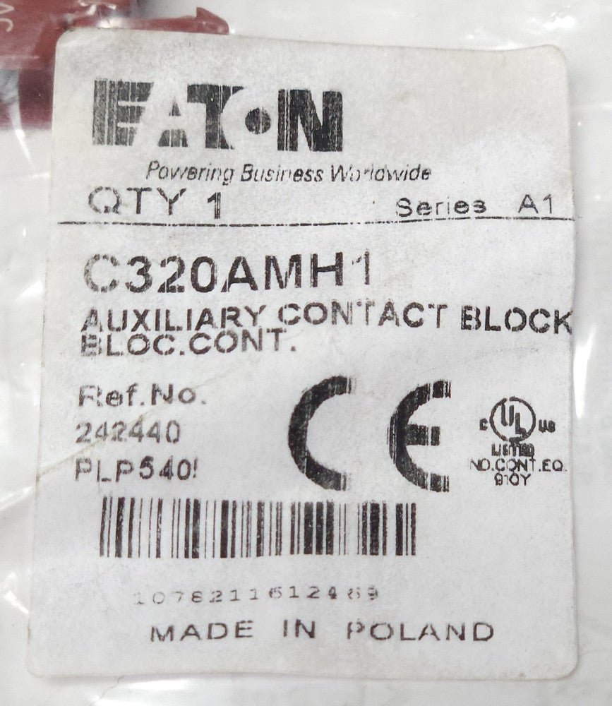 EATON C320AMH1 Auxiliary Contact Block 10 AMP 600 VAC A600