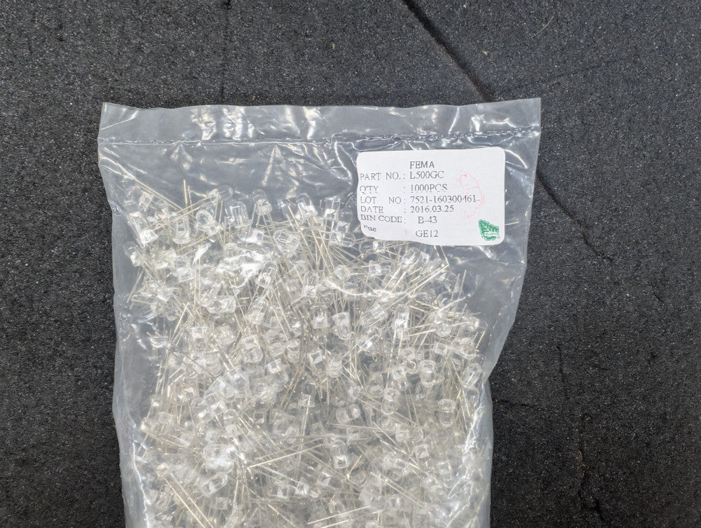 New, FEMA, L500GC, GREEN WC LED 5MM ROUND - Lot of 500pcs