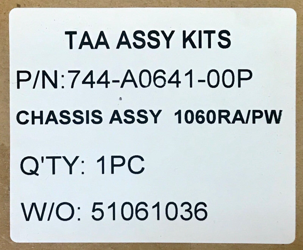 EATON CUTLER HAMMER TAA ASSY KITS 744 A0641 00P Chassis Assembly 1060RA/PW 9/30