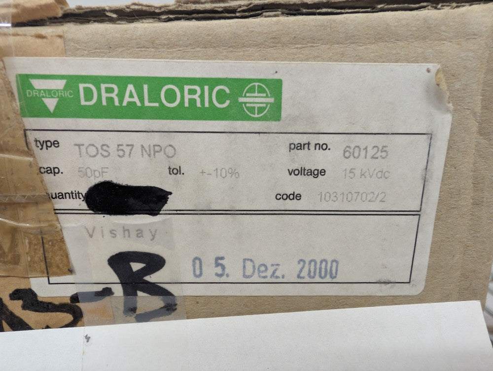 New, Dralonic, 060125, CAP,DR KNOB,50PF,15KV 10%