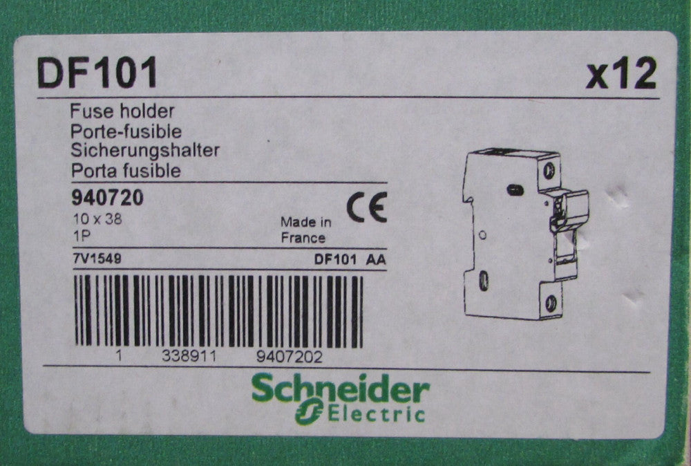 (12) SCHNEIDER ELECTRIC DF101 Single Pole 600V 30 Amp 10X38mm Fuse Holder 7V1549