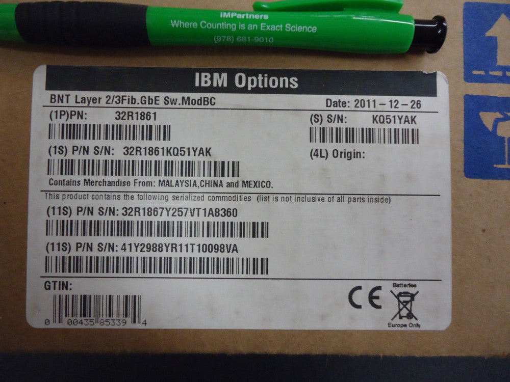 IBM 32R1861 Nortel NTVW01DV Nortel Layer 2/3 Fiber GbE Switch Module. Brand New!