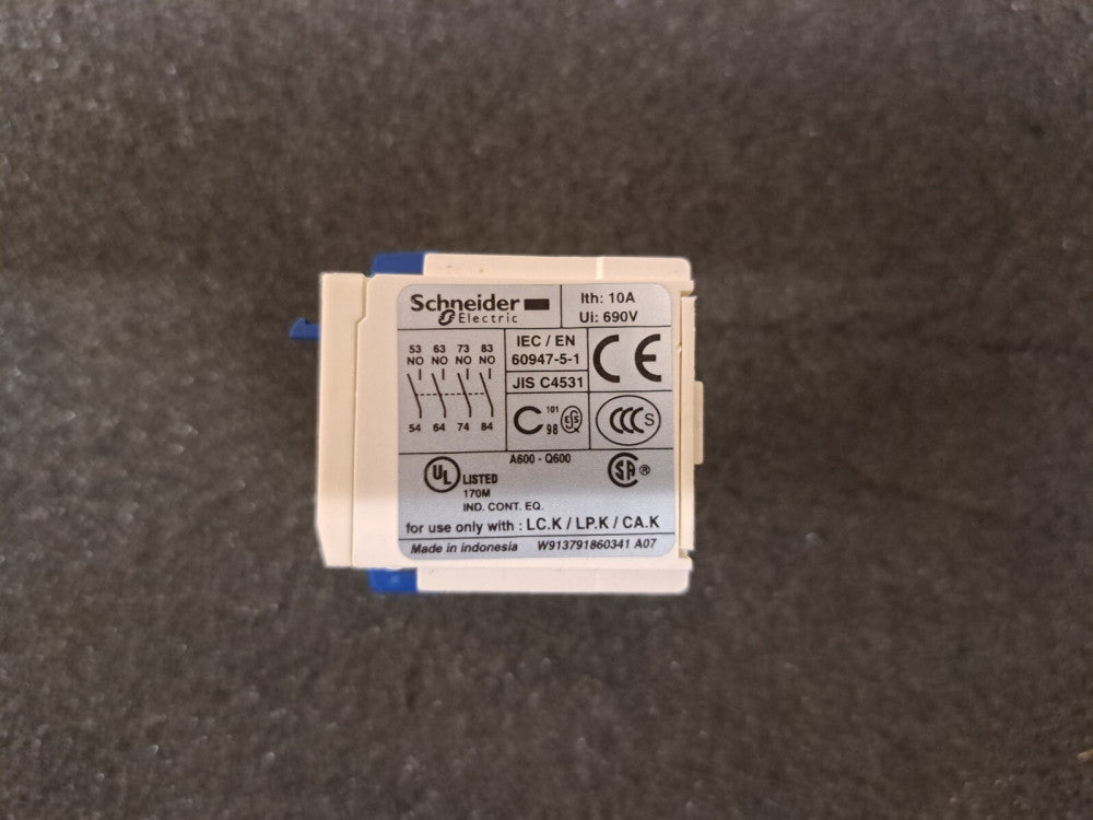 Used, Schneider Electric, LA1KN40, Auxillary Contact Block, 4NO, 10A; Lot of 2